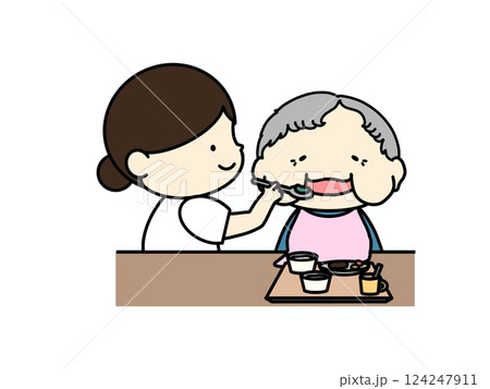食事介助をしている看護師 124247911