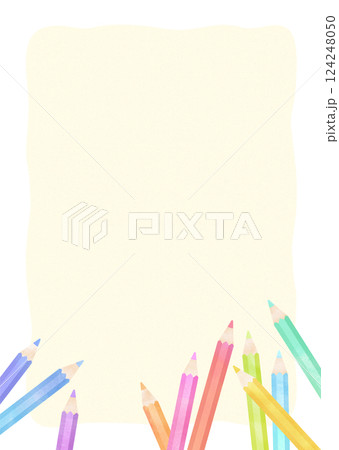 水彩タッチのカラフルな色鉛筆フレーム 水彩タッチのカラフルな色鉛筆フレーム 124248050