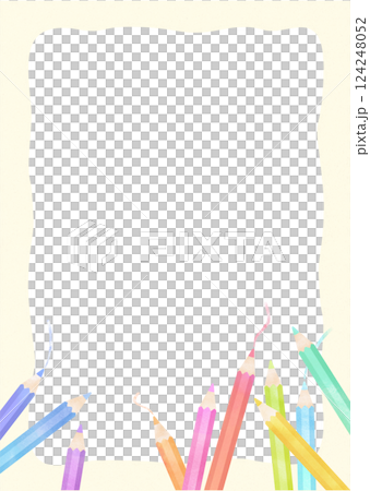 Colorful watercolor pencil frame 124248052