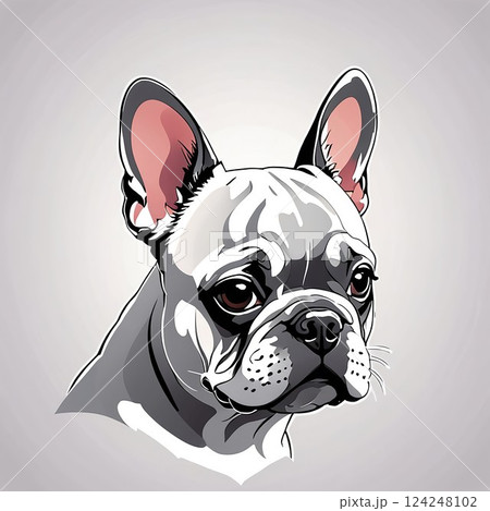 クールな表情のフレンチブルドッグの挿絵イラスト 124248102