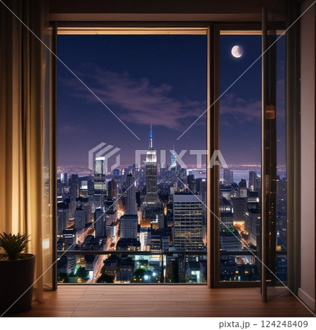 窓から見える夜景 124248409