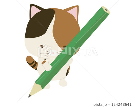 鉛筆を持つ三毛猫 鉛筆を持つ三毛猫 124248641