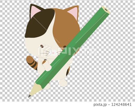 鉛筆を持つ三毛猫 鉛筆を持つ三毛猫 124248641
