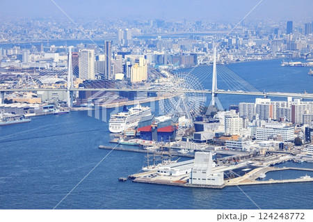 大阪府、さきしまコスモタワーからの眺め（天保山方面） 124248772