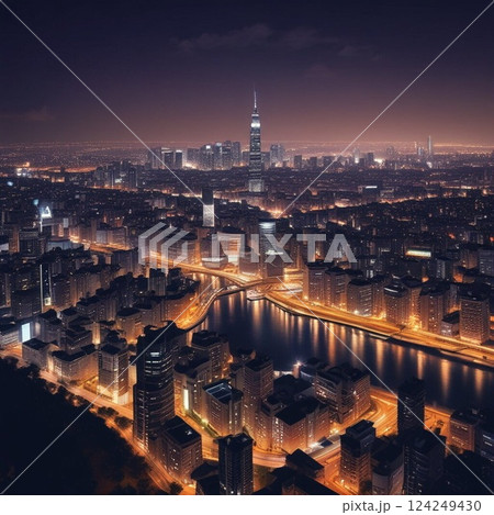 ダウンタウンの夜景 124249430