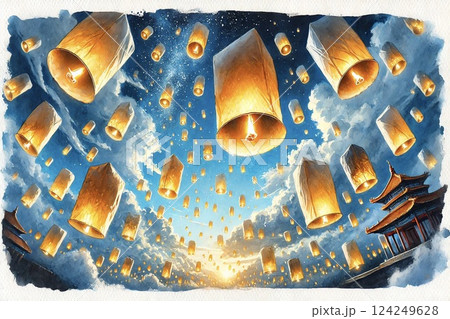 台湾・ランタン飛ばしイメージ 124249628