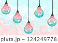 電球の中に閉じ込めた桜と青空をイメージした水彩背景素材 124249778