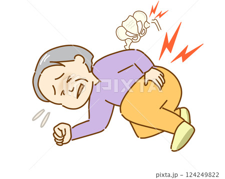 転ぶ高齢者、骨が折れる、骨粗しょう症 124249822