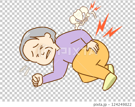 転ぶ高齢者、骨が折れる、骨粗しょう症 124249822