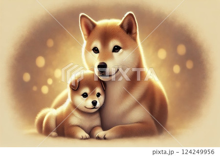 柴犬の親子 柴犬の親子 124249956