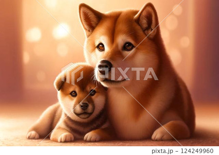 柴犬の親子 柴犬の親子 124249960