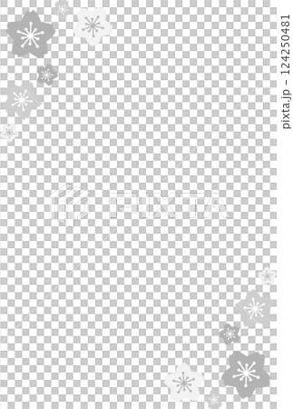 Gray cherry blossom vertical frame 124250481