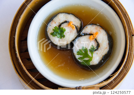 Top view of Dim sum Ha Kao, chinese food, focus selective Top view of Dim sum Ha Kao, chinese food, focus selective 124250577