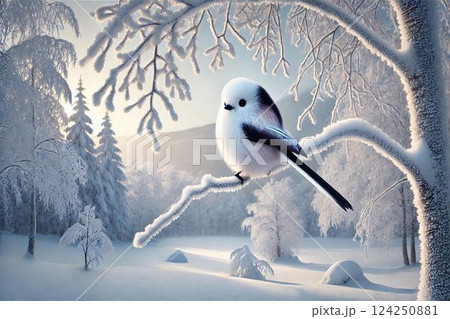 冬のシマエナガ 124250881