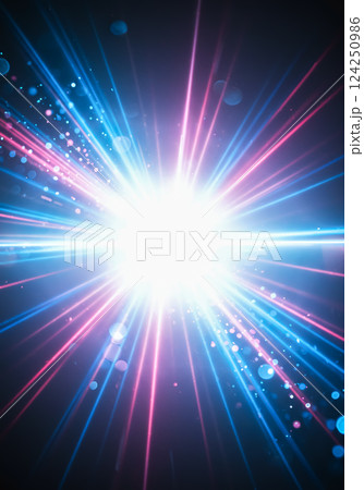 中央の白い光から青とピンクの光を発しているイメージ画 中央の白い光から青とピンクの光を発しているイメージ画 124250986