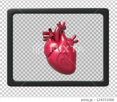 3d x ray film realistic human heart isolated. check heart health, health love, world heart day concept, 3d illustration render 124251006