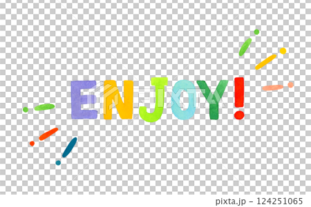ENJOY!(エンジョイ)のかわいい手書き文字 手描き水彩イラスト素材 ENJOY!(エンジョイ)のかわいい手書き文字 手描き水彩イラスト素材 124251065