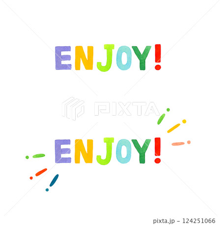 ENJOY!(エンジョイ)のかわいい手書き文字セット 手描き水彩イラスト素材 ENJOY!(エンジョイ)のかわいい手書き文字セット 手描き水彩イラスト素材 124251066