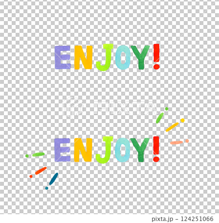 ENJOY!(エンジョイ)のかわいい手書き文字セット 手描き水彩イラスト素材 ENJOY!(エンジョイ)のかわいい手書き文字セット 手描き水彩イラスト素材 124251066