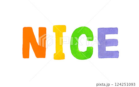 NICE(ナイス)のかわいい手書き文字 手描き水彩イラスト素材 NICE(ナイス)のかわいい手書き文字 手描き水彩イラスト素材 124251093