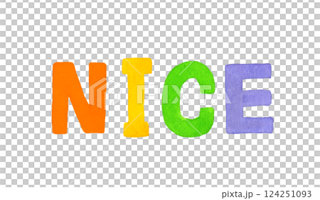 NICE(ナイス)のかわいい手書き文字 手描き水彩イラスト素材 NICE(ナイス)のかわいい手書き文字 手描き水彩イラスト素材 124251093