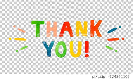 Thank you(サンキュー)のかわいい手書き文字 手描き水彩イラスト素材 Thank you(サンキュー)のかわいい手書き文字 手描き水彩イラスト素材 124251105