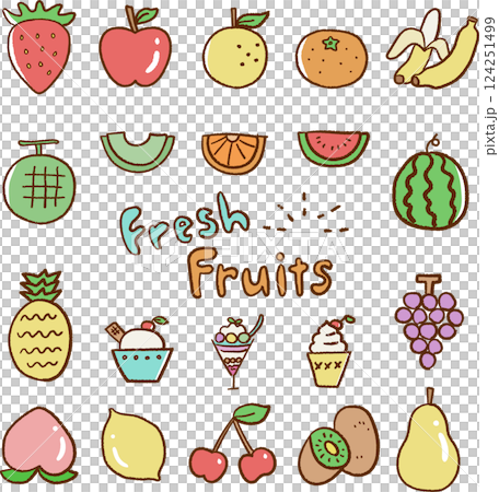 以主線為背景的手繪水果插畫 124251499