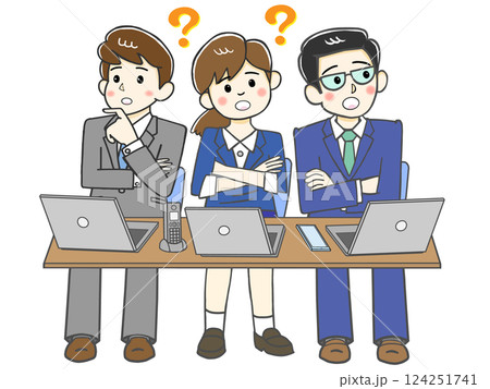 3人ビジネスミーティングディスカッション_問題解決検討中 3人ビジネスミーティングディスカッション_問題解決検討中 124251741