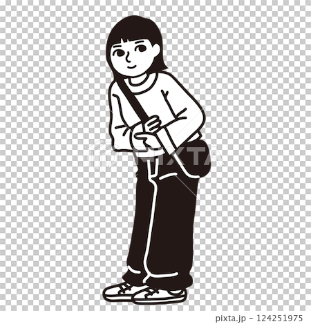 おしゃれ ファッション 女性 線画 ベクター おしゃれ ファッション 女性 線画 ベクター 124251975