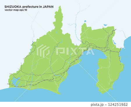 日本の静岡県の緑色のシンプルなロードマップ 124251982
