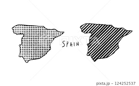 手書きで描いたスペインの地図のベクターイラスト（柄） 124252537