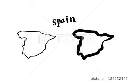 ペンと筆で描いたスペインの地図のベクターイラスト（柄） 124252545