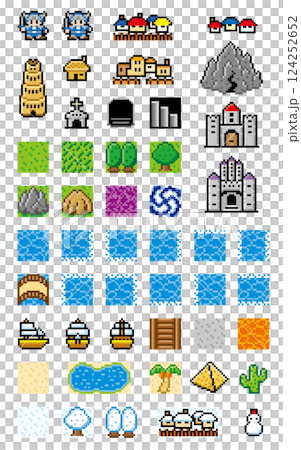 RPG風ドット絵 フィールドマップ用パーツ RPG風ドット絵 フィールドマップ用パーツ 124252652