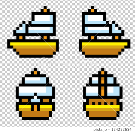 Retro game style pixel art: Ship 124252654