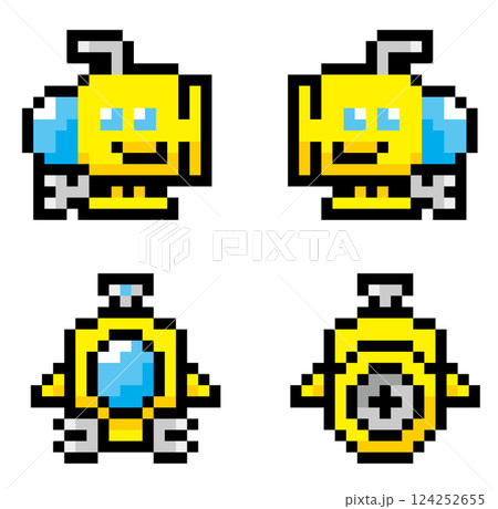 レトロゲーム風ドット絵　潜水艦 124252655