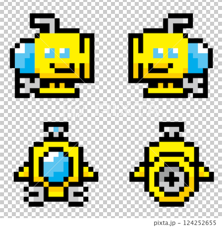 レトロゲーム風ドット絵　潜水艦 124252655