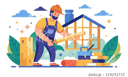 Carpenters are skilled artisans who utilize their knowledge of materials and construction techniques to build, install, and finish a variety of woodwork. 124252715