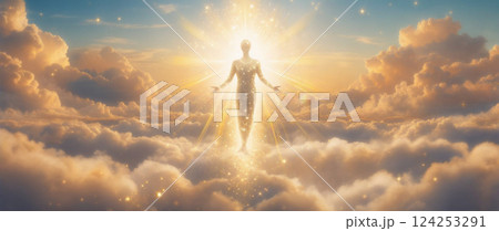 空に舞う神様のシルエット 124253291
