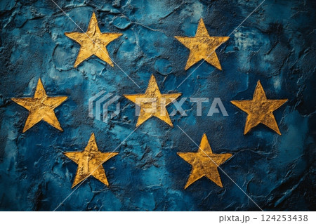 Blue background with seven gold stars, arranged in row Blue background with seven gold stars, arranged in row 124253438