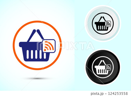 Online shopping icon design illustration. Shopping symbol for apps and websites. Color black and white 124253558