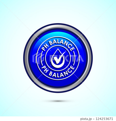 PH balance icon design illustration. Neutral PH balance icon sign, Free acidity concept, Button design PH balance icon design illustration. Neutral PH balance icon sign, Free acidity concept, Button design 124253671