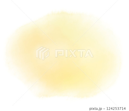 黄色の水彩風にじみイラスト 124253714
