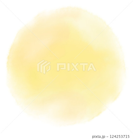 黄色の水彩風にじみイラスト 124253715
