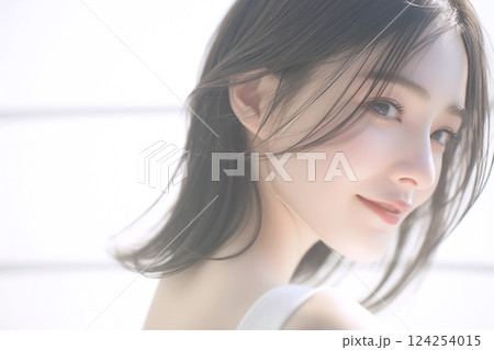 美しい女性・笑顔「AI生成画像」 124254015