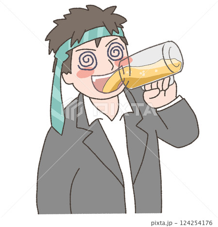 ビールを飲んで酔っ払う男性 124254176
