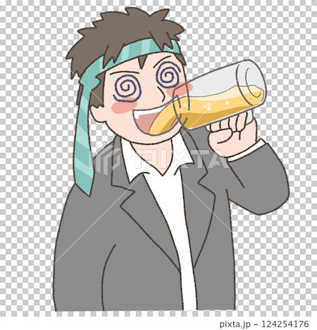 ビールを飲んで酔っ払う男性 124254176