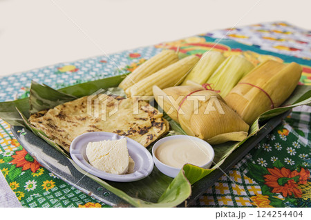 Nicaraguan food, curd with omelette served on the table, Nicaraguan palate Nicaraguan food, curd with omelette served on the table, Nicaraguan palate 124254404