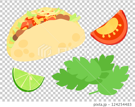 玉米餅和配料插圖 玉米餅和配料插圖 124254483