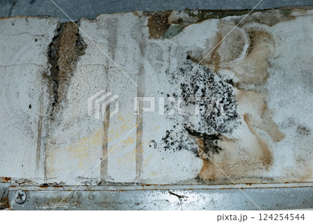 Damage ceiling from water pipelines leakage. Housing problem concept 124254544