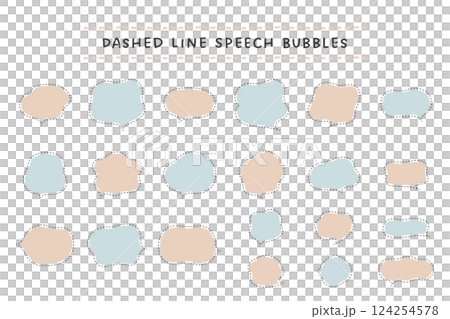 Soft speech bubble set with dotted lines and pastel color fills 124254578